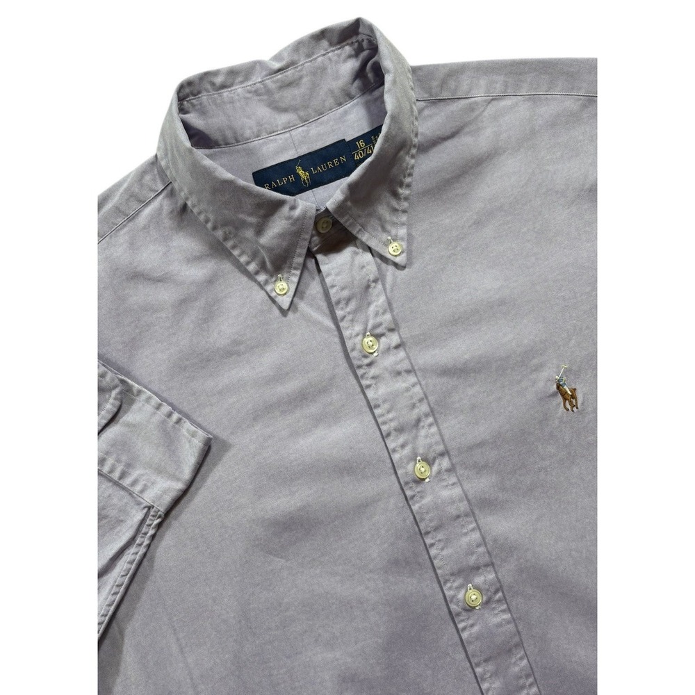 Ralph Lauren Mens Shirt SZ 16 40/41 Large L/S Button Down Purple Flesh Pony 1321
